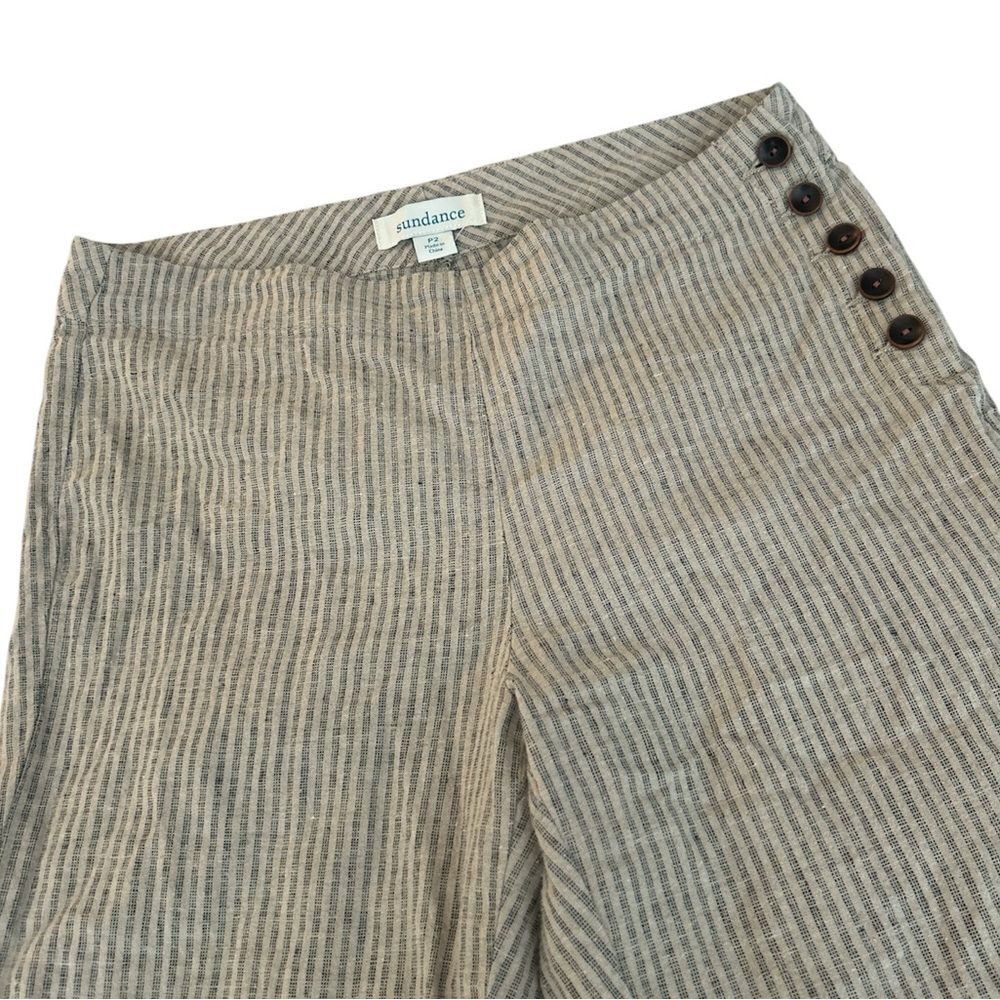 Sundance Sierra Pant Linen Blend Stripe Button Side Size 2P - Picture 6 of 9
